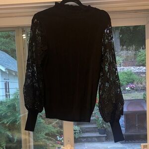 Black Lace Sleeve Turtleneck Sweater